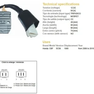 DZE REGULATOR NAPIĘCIA HONDA CBF 1000 ‘06-‘10 (SC58) (31600-MFA-D01) MOSFET (50A) Hit sprzedaży